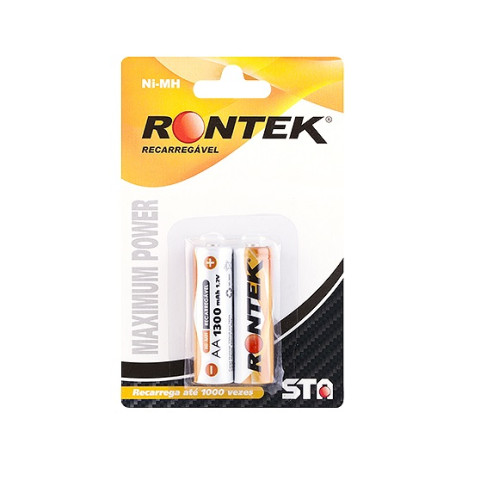 Bateria Recarregável NiMh AA 1,2V 1300mAh - Embalagem 2 Peças