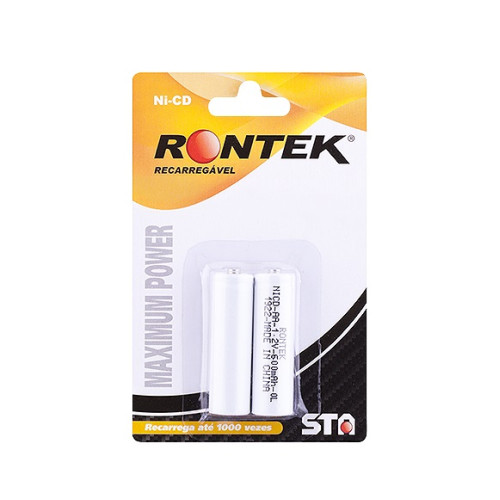 Bateria Recarregável NiCd Com TOP 1,2V 600mAh AA - Embalagem 2 Peças