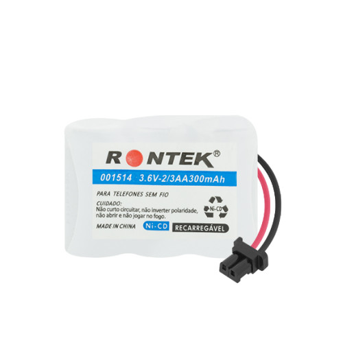 Bateria NiCd Para Telefone Sem Fio 3,6V 300mAh 3x2/3A Conector Universal