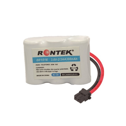 Bateria NiCd Para Telefone Sem Fio 3,6V 300mAh 3x2/3AA Conector M63