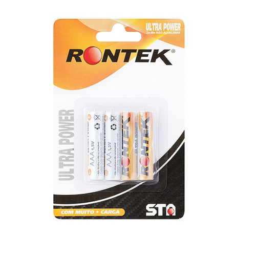 Pilha Comum 1,5V AAA - Rontek - Embalagem Com 4 Peças