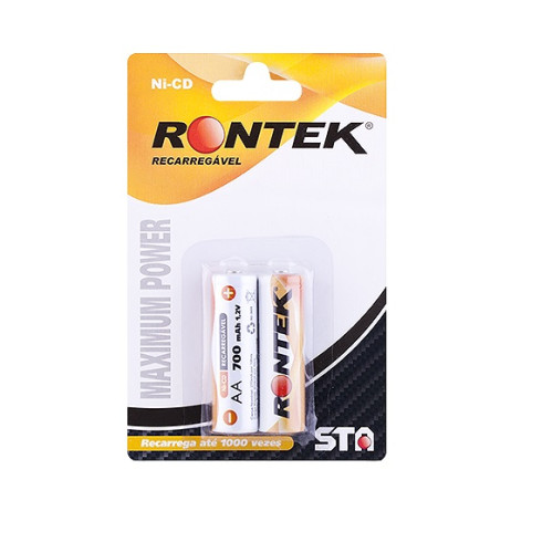 Bateria Recarregável NiCd AA 1,2V 700mAh - Embalagem 2 Peças