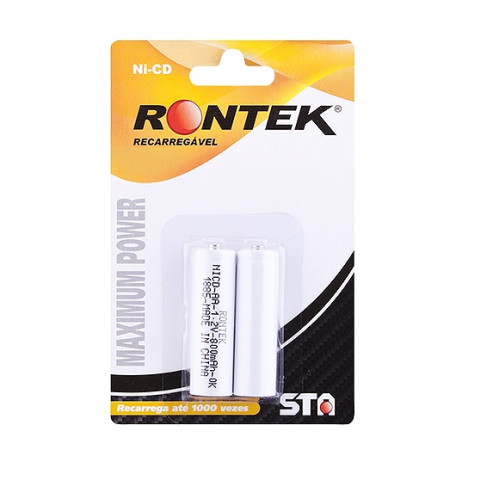 Bateria Recarregável NiCd Com TOP 1,2V 800mAh AA - Embalagem 2 Peças