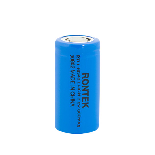 Bateria Recarregável Li-Íon Sem TOP 16340 3,6V 600mAh Rontek