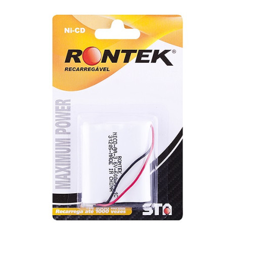 Bateria NiCd Para Telefone Sem Fio 3,6V 600mAh 3xAA Conector Universal