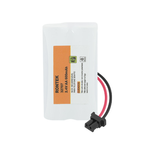Bateria NiCd Para Telefone Sem Fio 2,4V 600mAh 2xAA Conector Universal