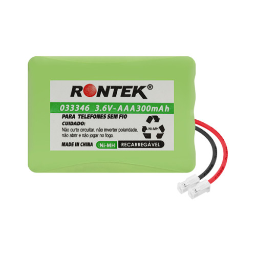 Bateria NiMh Para Telefone Sem Fio 3,6V 300mAh 3xAAA Rontek