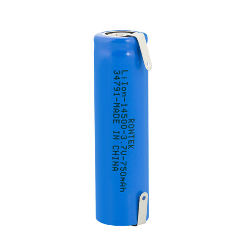 Bateria Recarregável Li-Íon Com Terminais 14500 3,7V 750mAh Embalagem 2 Peças