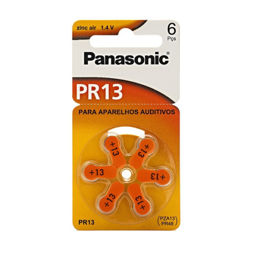 Pilha Botão Panasonic Pr 13h P/aparelho Auditivo - Embalagem 6Peças