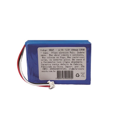 Bateria Recarregável Lítio Polímero 3,6V 1000mAh C/TOP - Rontek