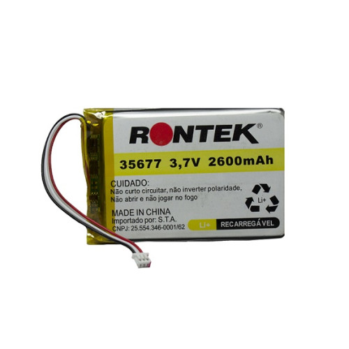 Bateria Recarregável Lítio Polímero 3,7V 2600mAh + TOP - Rontek